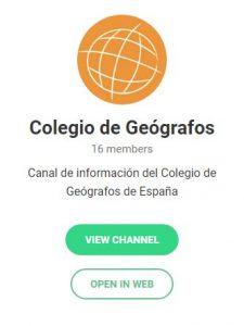 Canal de Telegram del Colegio de Geógrafos